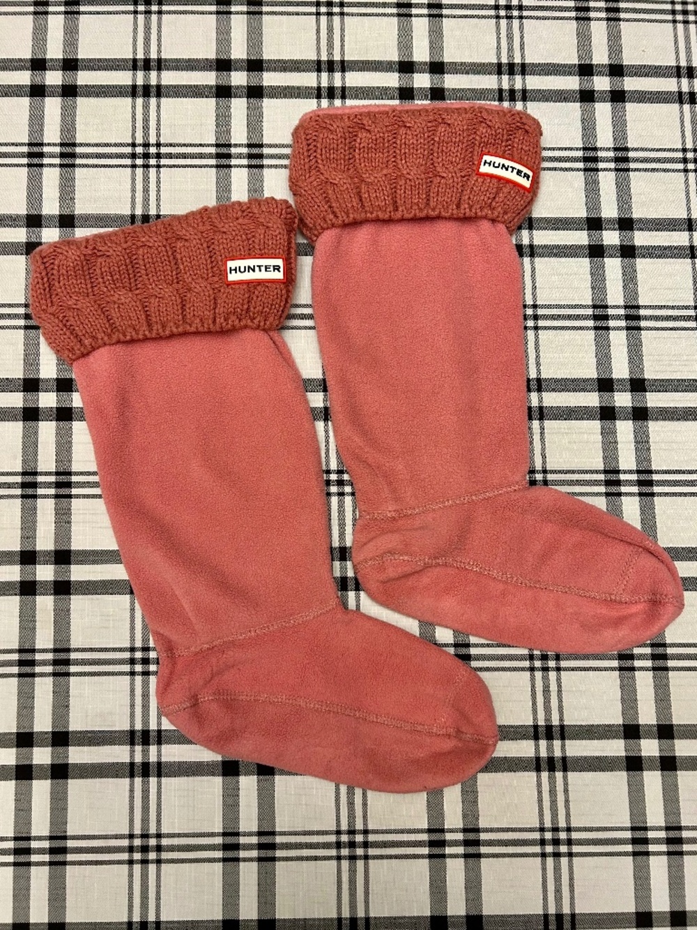 Hunter Tall Boot Liner Socks Pink Cable Knit